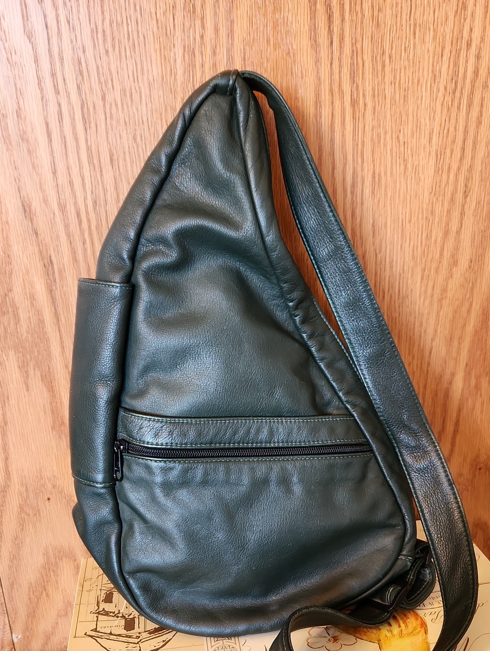 Ameribag Dark Green Leather Sling Backpack